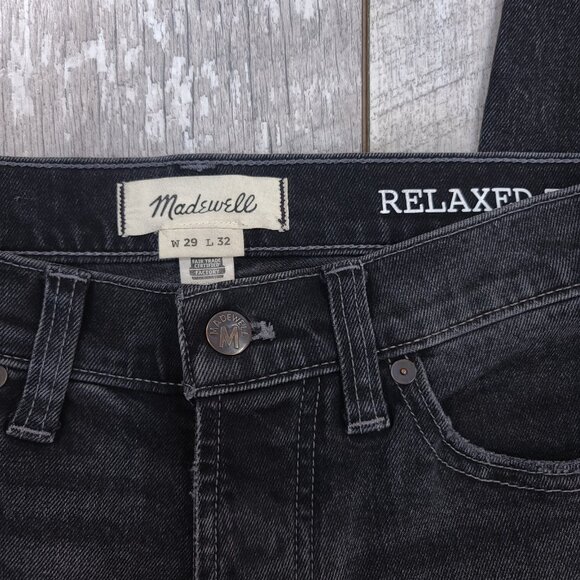 Madewell Jeans Mens 29x28 Claybrook Black Relaxed Tapered Fit Denim Pants - Picture 6 of 9